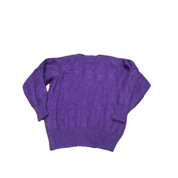 Vintage soft mohair blend Cardigan Sweater Lined Womens L purple beading floral - Picture 4 of 12